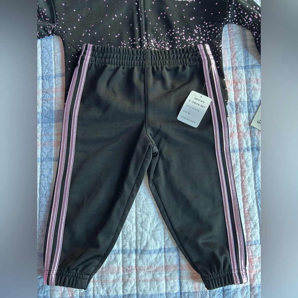Infant/Toddler Adidas Black Tracksuit with Pink Iridescent Speckles/ Christmas - Picture 8 of 14
